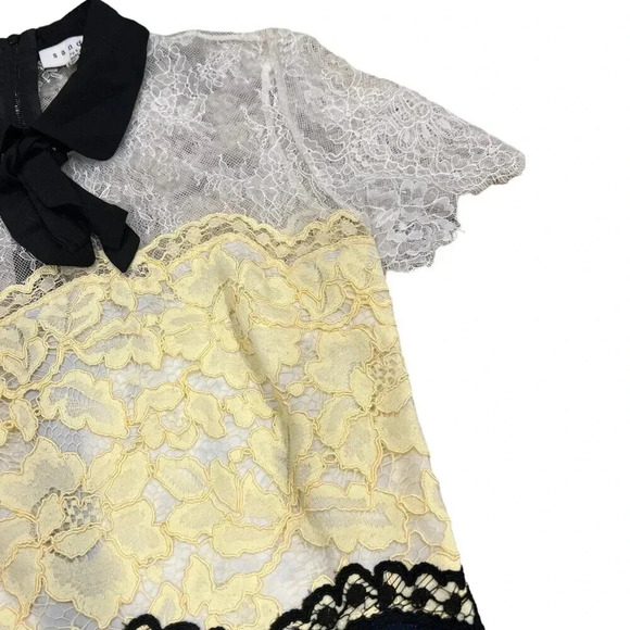 Sandro Paris Two Tone Lace Mini Dress S - Picture 3 of 5